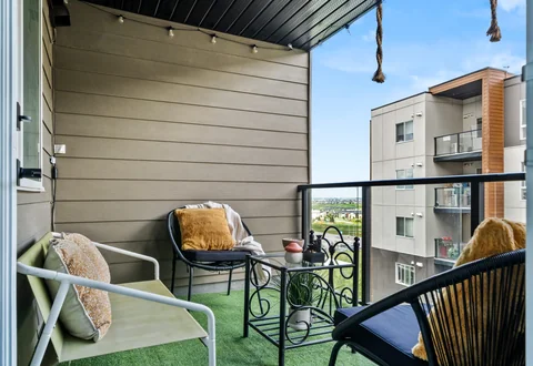 Comfortable private balcony prepared for guests