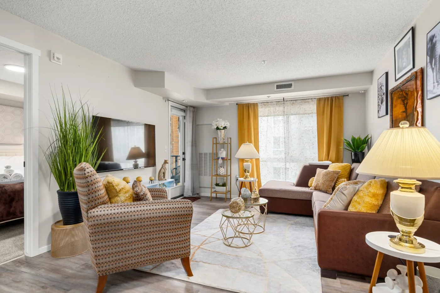 Spacious furnished living room in the Kincora condo